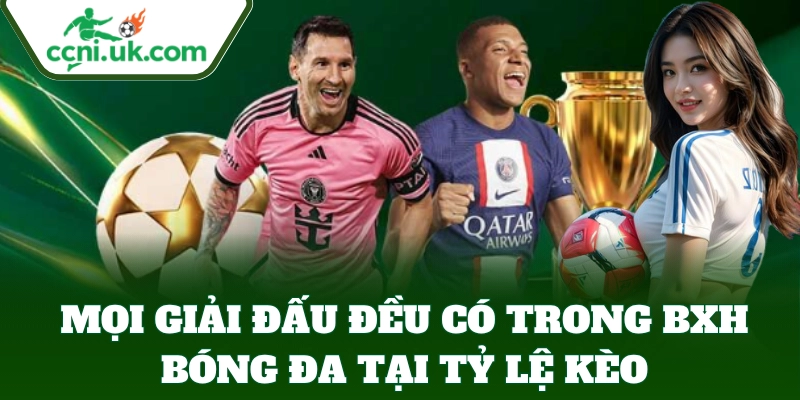 Mọi giải đấu đều có trong  BXH Bóng Đa tại Tỷ Lệ Kèo