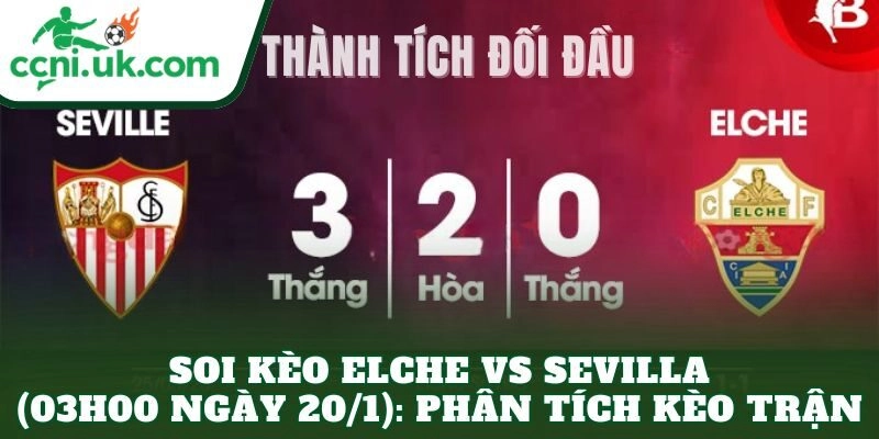 Soi kèo Elche vs Sevilla (03h00 ngày 20/1): Phân tích kèo trận